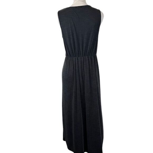 Nicole Miller Ribbed Knit Stretch Side Knot Dress in Charcoal Gray Size Medium - Picture 3 of 9